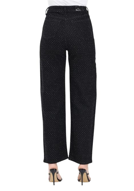 Jeans Relaxed Fit in Denim Nero con Strass ARMANI EXCHANGE | Pantaloni | XW000100 AF18855MC329